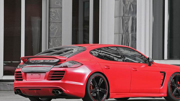 Porsche Panamera Anderson Germany Side Back Pose In Red